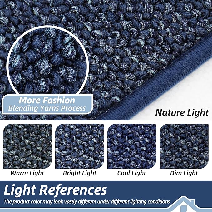 BEQHAUSE Kitchen Rugs 20"x32", Non-Slip Kitchen Mats for Floor, Super Absorbent and Stain Resistant Kitchen Rugs, Machine Washable Rugs for Kitchen, Hallway, Laundry & Sink, Blue