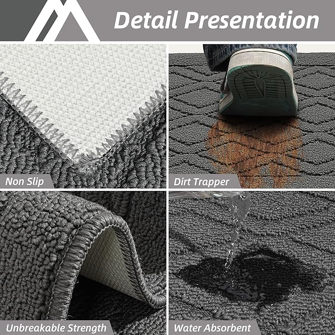 COSY HOMEER-Kitchen-Rugs-and-Mats 20"x30" Non Slip Kitchen Mats for Floor Absorbent Kitchen Rug Washable Kitchen Standing Floor Mat for Sink Mat,Throw Rug,Entry,Laundry,Grey