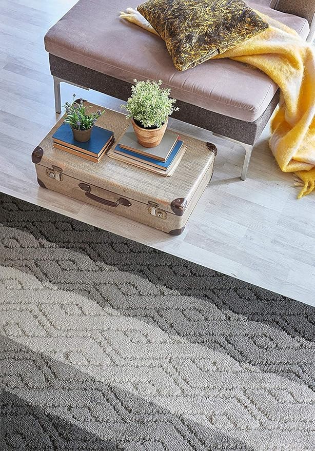 Custom Size Hallway Runner Rug Damask Grey Color 31 inch Wide Select Your Length Non-Slip (Skid Resistance) Rubber Backing 33 feet x 31 inch