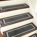 COSY HOMEER Soft Stair Treads Non-Slip Carpet Mat 28inX9in Indoor Stair Runners for Wooden Steps,Stair Rugs for Kids and Dogs, 100% Polyester TPE Backing 10pcs,Black,Square