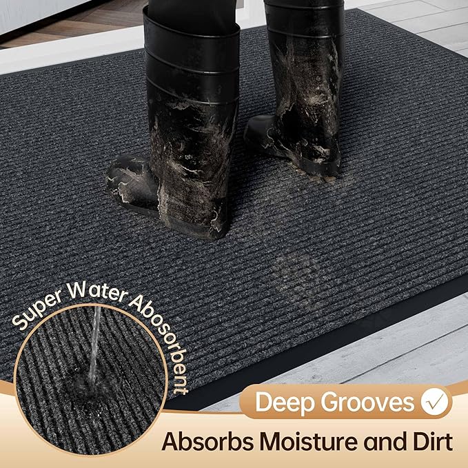 Amyracel Front Door Mat Indoor Outdoor Entrance, 24" x 72" All-Season Waterproof Doormat for Enterway, Heavy Duty Commercial Floor Mat, Fade Resistant, Rubber Back, Low Profile, Easy Clean