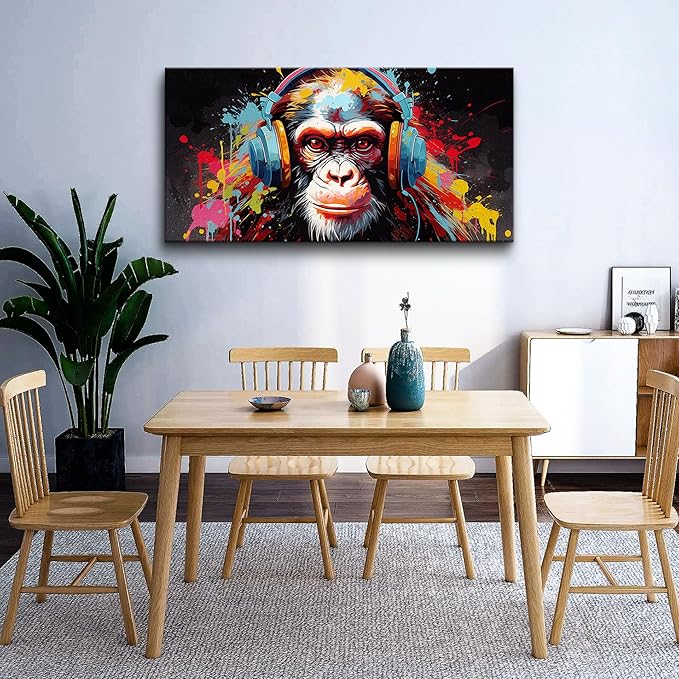 MHARTK66 Large Canvas Wall Art For Living Room Wall Decor For Office Bedroom Abstract Wall Decorations Wall Poster Colorful Gorilla Painting Pictures Home Walls Decor Artworks Ready To Hang 30X60