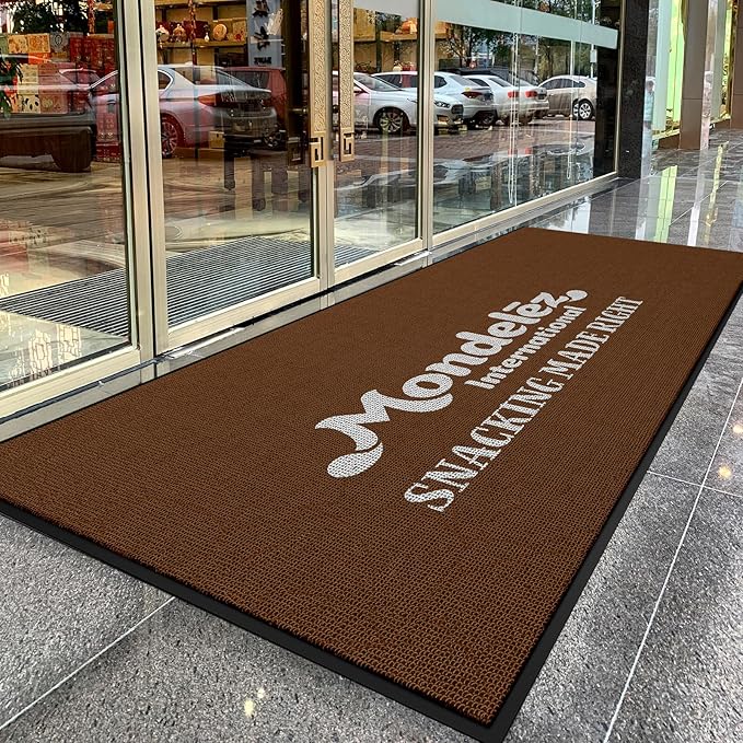 ALLEVI Custom Door Mat Commercial Grade Area Rugs Entryway Carpets Personalized Logo Text 8.8'X 3' 6MM Thick Welcome Indoor Outdoor Floor Mat for Office Home Kitchen Garden