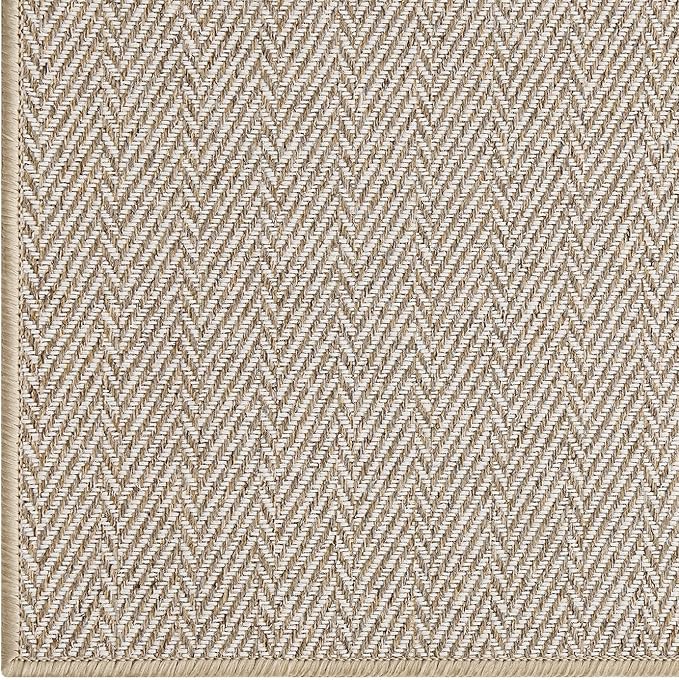 LUMI Ultra Thin Indoor Door Mat for Entrance 32"x48", Non Slip Entryway Mat, Low Profile Doormat, Unique Herringbone Design Carpet for Inside, Patio, Porch, Beige
