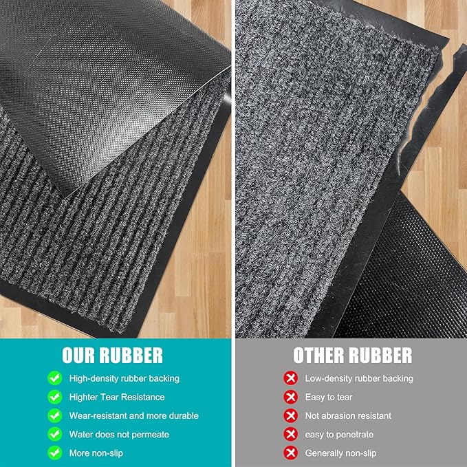Azadx 2'x6' Indoor Outdoor Door Mat Heavy Duty Front Door Mat Ultra Absorbent Muddy Dirt Resist Welcome Door Mats Non-Slip Backing Entrance Mat for Home Commercial Outdoor Entrance Floor Mat
