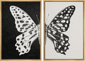 MUDECOR Framed Canvas Wall Art Black and White Butterfly Prints Minimalist Modern Art Boho Wall Decor for Bedroom - 24"x36"x2 Natural