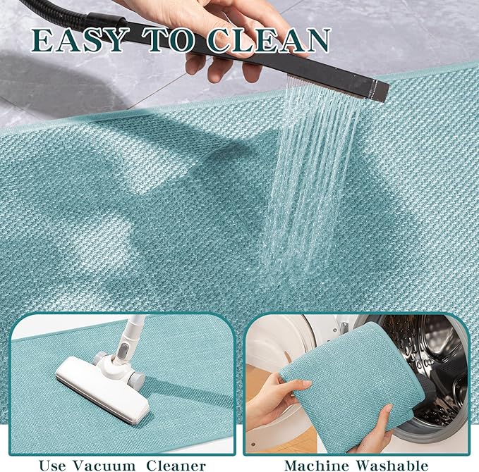 chakme Bathroom Rugs Mat 24x17, Ultra Thin Non Slip Bath Mat Small Quick Dry Absorbent Bath Mat for Bathroom Floor, (Light Blue, 24"x17")