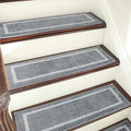 COSY HOMEER Soft Stair Treads Non-Slip Carpet Mat 28inX9in Indoor Stair Runners for Wooden Steps, Stair Rugs for Kids and Dogs, 100% Polyester TPE Backing 10pcs,Grey,Square