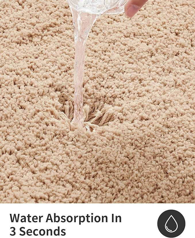 ILANGO Beige Bathroom Rugs 70" × 24" Non Slip & Super Absorbent Extra Thick Soft, Washable Bath Carpet Runner for Floor, Microfiber Plush Shaggy Bath Mats with Rubber for Bedroom Bathtub Shower Room