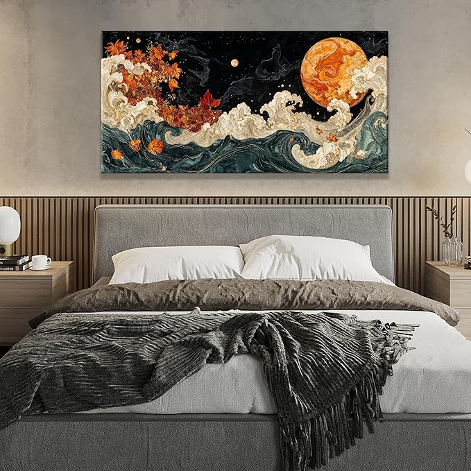 Suconvng Modern Boho Abstract Wall Artwork Canvas Art Wall Decor Pictures Painting Colorful Abstract Aesthetic Wall Decor For Living Room Bedroom Dining Room Home Office Artwork 24" × 48"