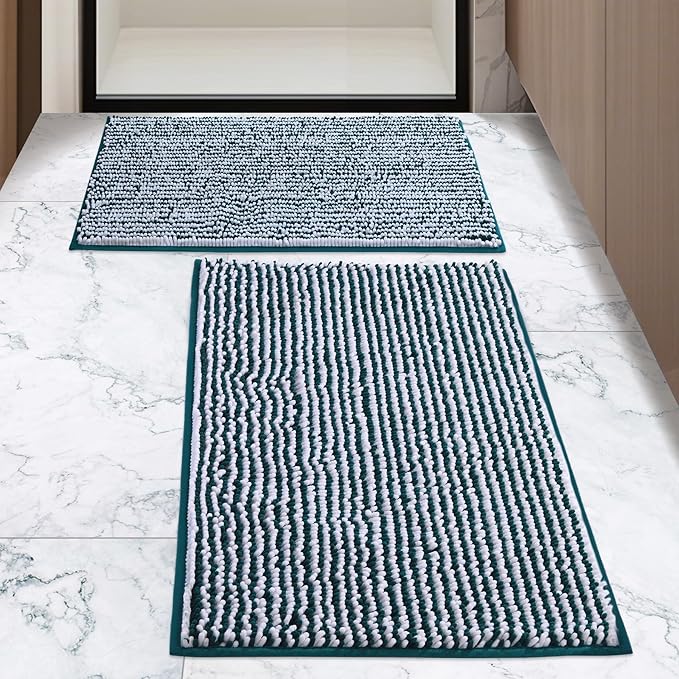 Ultra-Soft Bathroom Rug Set, 2-Piece – Absorbent, Non-Slip, Machine Washable Bath Mats for Bathroom, Shower, Sink, Kitchen （20" x 32" + 17" x 24"）