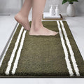 PURRUGS Bathroom Rug Non-Slip Machine Washable 20" x 30", Super Absorbent and Quick Dry Shaggy Microfiber Bath Mat, Extra Soft and Plush Bath Rug for Bathtub, Shower and Sink, Olive Green
