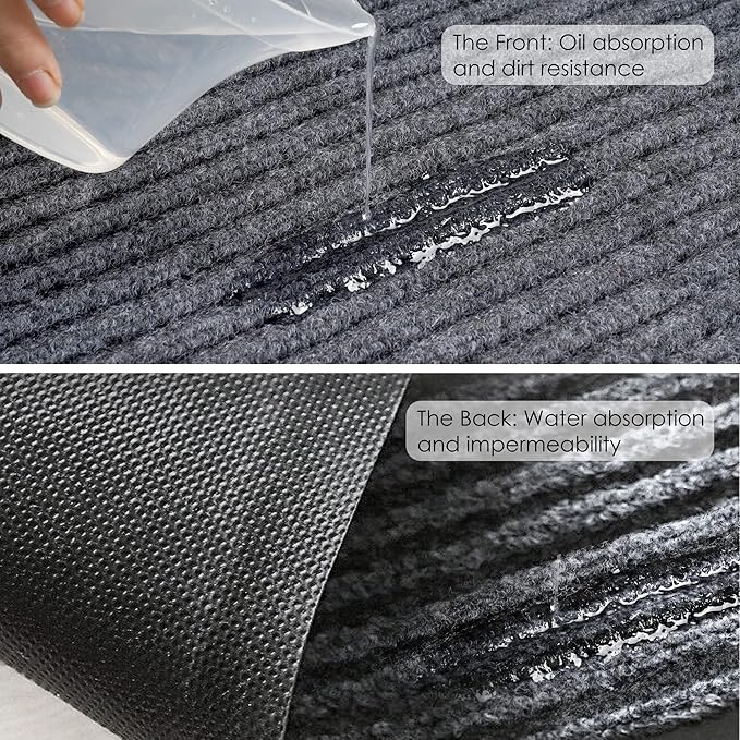 tonchean Commercial Grade Entrance Mat 3x10Ft Heavy Duty PVC Non-Slip Door Floor Mat, Indoor Outdoor Runner Rugs, Brush Step Entrance Mats for Corridor, Kitchen, Home, High Traffic Area, Grey