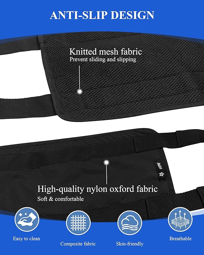 SPRING SEAON Transfer Sling - Essential Transfer Belt Lifting Strap for Elderly and Disabled with Mobility Aids- Lift Assist Gait Belts for Seniors for Home, Hospital, Nursing Care (Black)