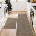 BEQHAUSE Kitchen Rugs and Mats 2PCS, Non-Slip Kitchen Mats for Floor, Absorbent and Stain Resistant Kitchen Runner, Machine Washable Rugs for Kitchen, Laundry & Sink, 20"x32"+20"x48", Taupe