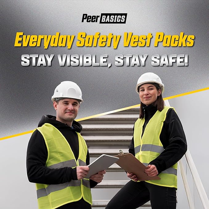 PeerBasics Safety Vests 5 Pack - Orange Reflective High Visibility, Men Women