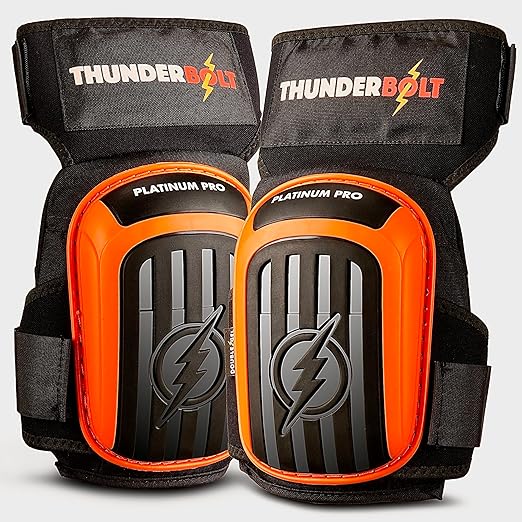 Thunderbolt Knee Pads for Men Construction Knee Pads for Work for Men and Women with Double Gel for Gardening Flooring Roofing Heavy Duty with Extra Thick Foam and Strong Adjustable Non-Slip Straps