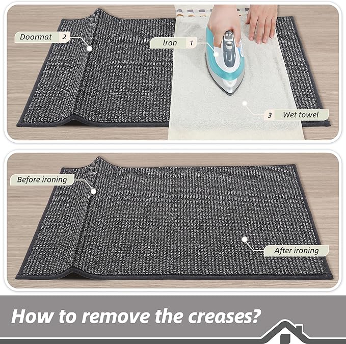 BEQHAUSE Dirt Trapper Door Mat 24" x 36", Non-Slip Washable Doormats Entrance Mat, Dirt Resistant and Absorbent Welcome Mat, Low Profile Floor Mats for Front Back Door and Entryway, Charcoal