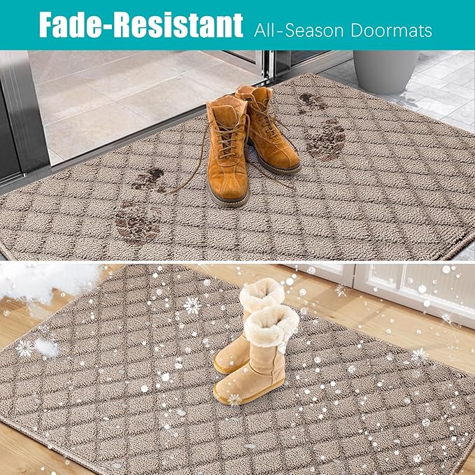 Azadx 2'x4' Front Entryway Door Mat Non Slip Indoor Door mats Washable Entry Mats Welcome Doormat Dirt Trapper for House Entry Low Profile Doormat Indoor Entrance Mat