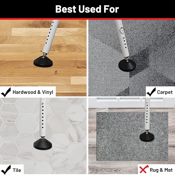 Door Stoppers Security Bar 2 Pack - Heavy Duty Door Jammer - Adjustable Sliding Door Lock Bar - Door Barricade Security Bars for Window, Front Door, Patio Door, Apartment, Home, Hotel Room