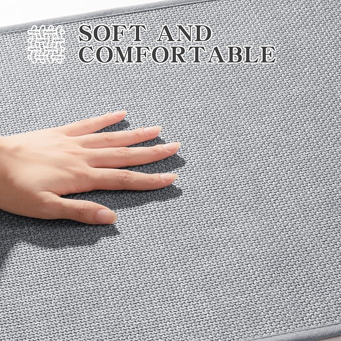 chakme Bathroom Rugs Mat 24x17, Ultra Thin Non Slip Bath Mat Small Quick Dry Absorbent Bath Mat for Bathroom Floor, (Light Grey, 24"x17")