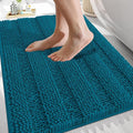 OLANLY Thick Bathroom Rugs 30x20, Extra Soft Absorbent Chenille Striped Bath Rugs, Rubber Backing, Machine Wash Dry, Bath Mats for Bathroom Floor, Tub and Shower, Home Decor Accessories, Peacock Blue