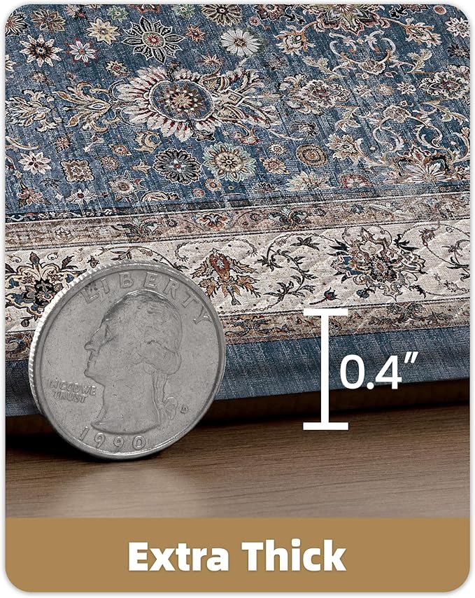 Color&Geometry Anti Fatigue Kitchen Mats for Floor 24x87, Vintage Decor, Easy Clean, Waterproof & Oil Proof, 0.4" Thick Cushioned, Non-Slip Kitchen Runner Rug for Sink, Laundry, Office, Blue