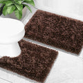 Yimobra Bathroom Rugs Sets 2 Piece, Soft Absorbent Bath Mat and U-Shaped Toilet Rug with Non Slip Backing, Luxury Shaggy Bath Mats for Bathroom, Machine Washable, 31.5"x20"+24"x20", Brown