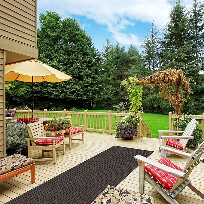 Ottomanson 2'7" x 43' Hallway Runner with Scraper Pile - Extra Durable Non-Slip Rug Mat for Indoor & Outdoor Use - Ideal for Kitchen, Entryway & Garage - High-Traffic Carpet, Brown