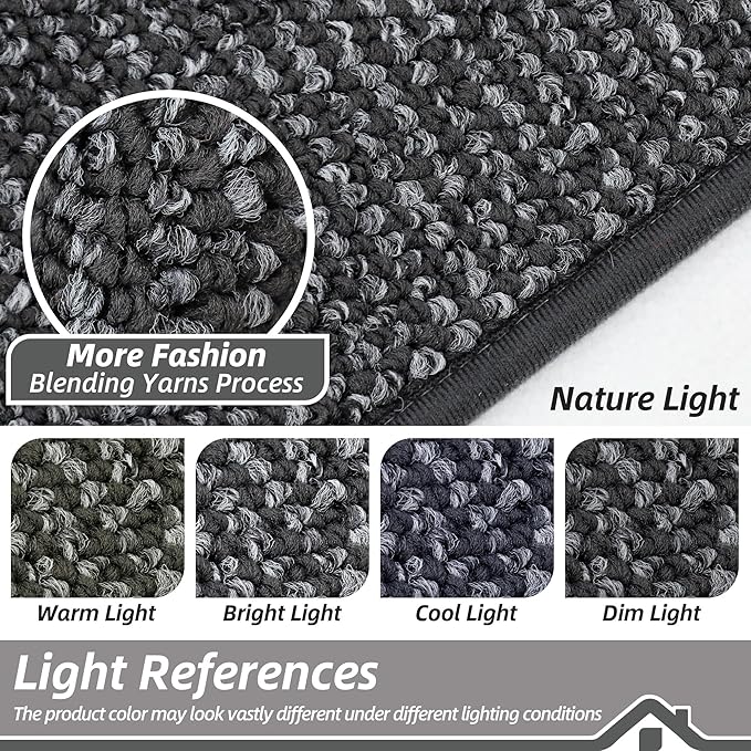 BEQHAUSE Dirt Trapper Door Mat 17" x 30", Non-Slip Doormats (Rolled-Up NO Creases) Washable Entryway Rug, Dirt Resist and Absorbent Welcome Mat, Low Profile Floor Mats for Front Back Door, Charcoal