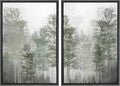 MUDECOR Framed Canvas Print Wall Art Pastel Watercolor Misty Fog Forest Tree Wilderness Nature Illustrations Modern Art Decorative Calm/Relax Multicolor Rustic Minimal for Bedroom - 16"x24"x2 Black