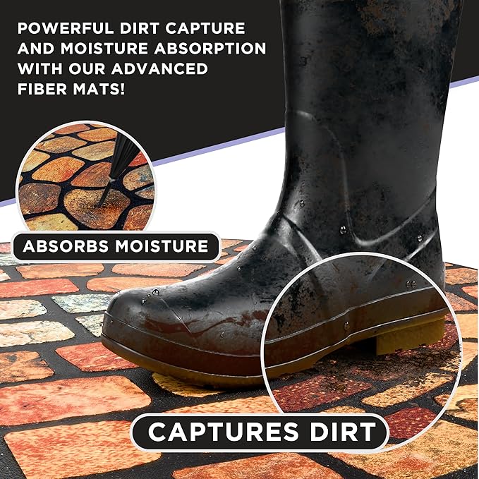 ubdyo Unique Design Door mat - Low Pile Front Doormat Outside Entrance for Efficient Dirt Trapping - All Weather Front Door Mat Indoor Entrance - Anti Slip Welcome Matt Outdoor - (36" x 24", Orange)