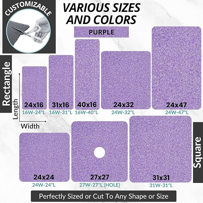 Non Slip Bathtub Mat Shower Mat for Tub - Loofah Bath Mats for Bathroom - 40x16 Bathtub Floor Mat - Textured Anti Slip Bath Mat Without Suction Cups - Secure Mat for Wet Areas (40x16 Purple)