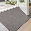 LUMI Ultra Thin Door Mat for Entryway, Low Profile Non Slip Rubber Backing Indoor Doormat, Easy Clean Welcome Entrance Mat for Inside House, Patio,Brown 20"x32"