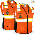 KwikSafety - Charlotte, NC - BIG KAHUNA Safety Vest [2 PACK] Class 2 ANSI OSHA Reflective Vest Durable High Visibility Vest Construction Safety Vest for Men Industrial Work Gear/Orange 2XL