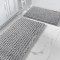 Yimobra Gray Bathroom Rugs Sets 2 Piece - Luxury Chenille Shaggy Bath Mat, Super Absorbent & Non Slip & Quick Dry, Soft Thick Bathroom Carpet for Tub Shower Floor, Machine Washable, 44x24+24x17 Inch