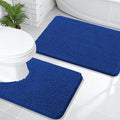 OLANLY Bathroom Rugs Sets 2 Piece, Soft Absorbent Chenille Bath Mats and U-Shaped Contour Toilet Mat Area Rug Set, Machine Washable Bath Carpet, Home Decor Accessories(30"x20"+24"x20", Royal Blue)