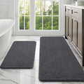 OLANLY Bathroom Rugs Sets 2 Piece, Soft Absorbent Chenille Bath Mats Area Rug Set, Non-Slip, Quick Dry, Machine Washable Bath Mats for Bathroom, Home Decor Accessories (47"x20"+30"x20", Dark Grey)