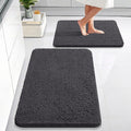 OLANLY Bathroom Rugs Sets 2 Piece, Soft Absorbent Chenille Bath Mats Area Rug Set, Non-Slip, Quick Dry, Machine Washable Bath Mats for Bathroom, Home Decor Accessories (30"x20"+24"x16", Dark Grey)