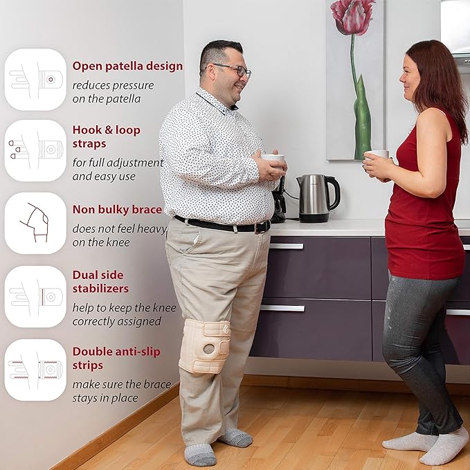 KARM Plus Size Knee Brace for Women & Men Plus Size - Adjustable Knee Support Brace for Meniscus Tear, Arthritis Pain, Compression with Side Stabilizers - Obese People (4XL/5XL/6XL Beige)