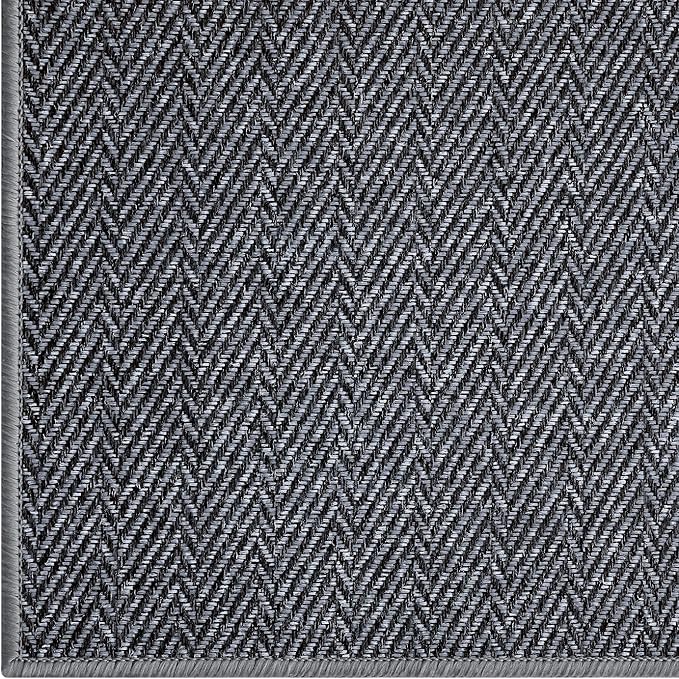 LUMI Ultra Thin Indoor Door Mat for Entrance 48"x72", Non Slip Entryway Mat, Low Profile Doormat, Unique Herringbone Design Carpet for Inside, Patio, Porch, Medium Gray