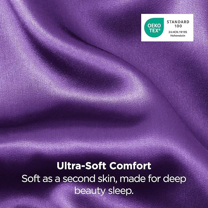 Bedsure Satin Pillowcase 2 Pack Similar to Silk Pillow Cases Standard Size, Pillow Case for Sleeping Women with Envelope Closure, Gifts for Women Men, Purple, 20x26 Inches, 2pcs