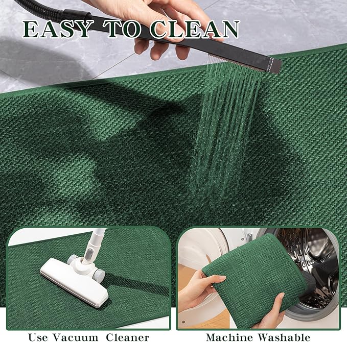 chakme Bathroom Rugs Mat 47x17, Ultra Thin Non Slip Bath Mats Runner Quick Dry Absorbent Bath Mat for Bathroom Floor, (Green, 47"x17")