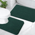 OLANLY Bathroom Rugs Sets 2 Piece, Soft Absorbent Chenille Bath Mats and U-Shaped Contour Toilet Mat Rug Set, Machine Washable Bath Carpet, Home Decor Accessories(30"x20"+24"x20", Blackish Green)