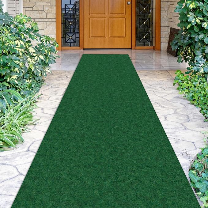 Ottomanson 2' x 9' Hallway Runner with Scraper Pile Extra Durable Non-Slip Rug Mat for Indoor & Outdoor Use - Ideal for Kitchen, Entryway, Patio & Garage - High-Traffic Carpet, Green