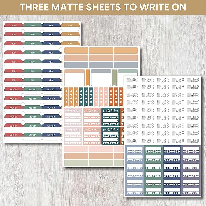 bloom daily planners Household Chores Planner Stickers -Essential Variety Pack for Home Productivity - to-Dos, Errands, Tasks - 8 Sheets / 736 Stickers - Icons & Quotes