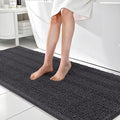 OLANLY Thick Bathroom Rugs 70x24, Extra Soft Absorbent Chenille Striped Bath Rugs, Rubber Backing, Machine Wash Dry, Bath Mats for Bathroom Floor, Tub and Shower, Home Decor Accessories, Dark Grey