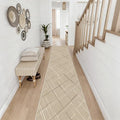 Beige Runner Rug Ultra Non-Slip 2x10 Long Hallway Rugs Washable Modern Tear and Stain Resistance No Pile Lightweight Modern Rug Runners for Entryway, Kitchen, Walkway, Entrance, Beige