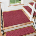 COSY HOMEER Stair Landing Rugs Non-Slip Corner Indoor Edging Stair Treads for Wooden Steps,Washable Soft Stair Landing Mat for Kids,Elder and Dogs,Polyester,TPE Backing,Red,30x30inch