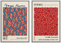 MUDECOR Framed Canvas Print Wall Art Blue Red Dots by Yayoi Kusama Japanese Nature Illustration Modern Art Decorative Multicolor Geometric Minimal for Bedroom - 24"x36"x2 White